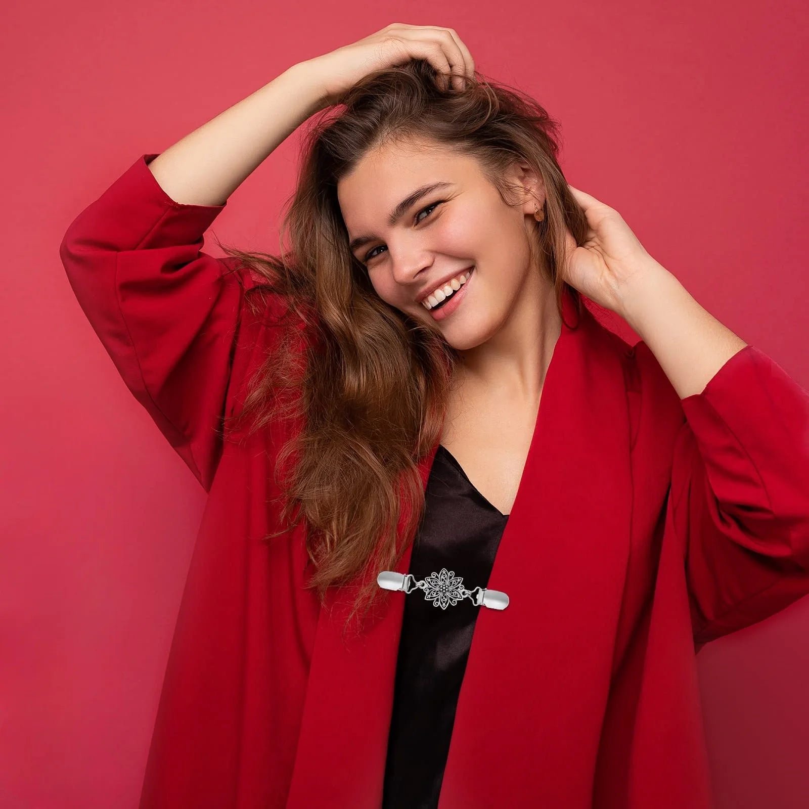 Vintage Dress Clips - Floral Cardigan Shawl Clips, Brooch Pins for