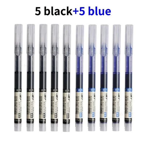 10Pcs/set High Quality Needle Type Gel Pens Straight Liquid Ballpoint