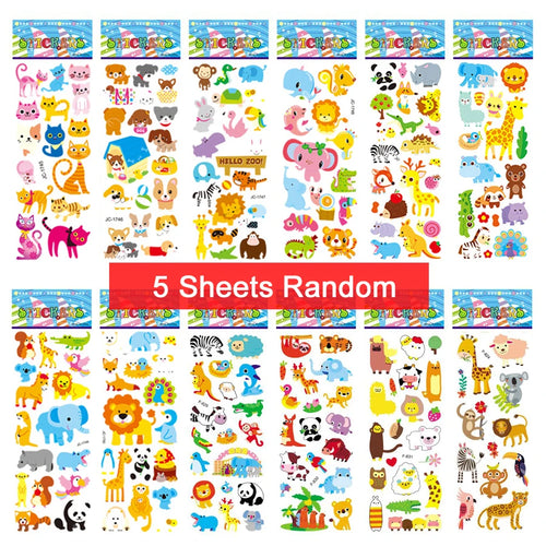5 Sheets Kids Stickers Puffy Stickers for Children Birthday Christmas