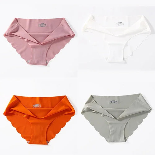 4 PCS/Lot Seamless Panties for Women Plain Panties Slip Silk Female