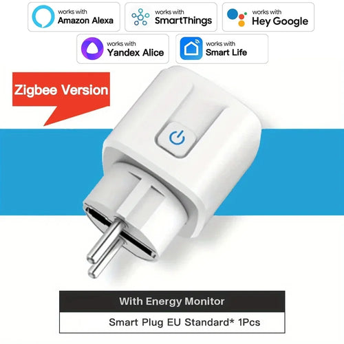 TNCE Tuya EU Plug Zigbee3.0 or WIFI 16/20A, Smart Socket With Power