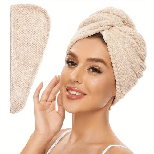 Solid Color Hair Towel Textured Dry Hair Cap 9.8 "X 25.5" Absorbent