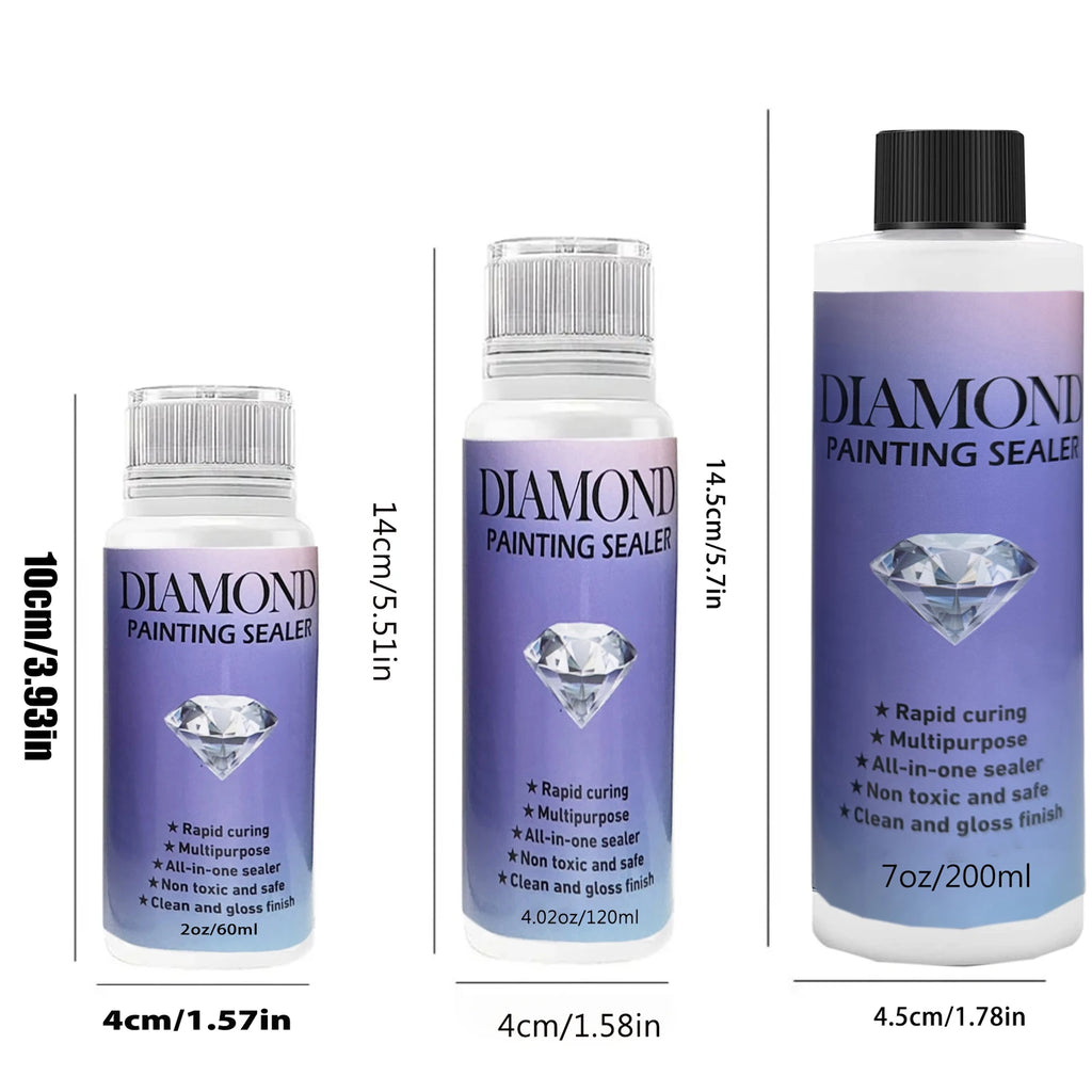 60ML/120ML/200ML Diamond Painting Sealer with 3 Pcs Brushes Diamond