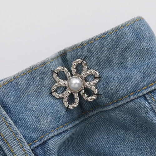 2pairs Waist Metal Flower Adjustable Tighten Invisibility Decoration
