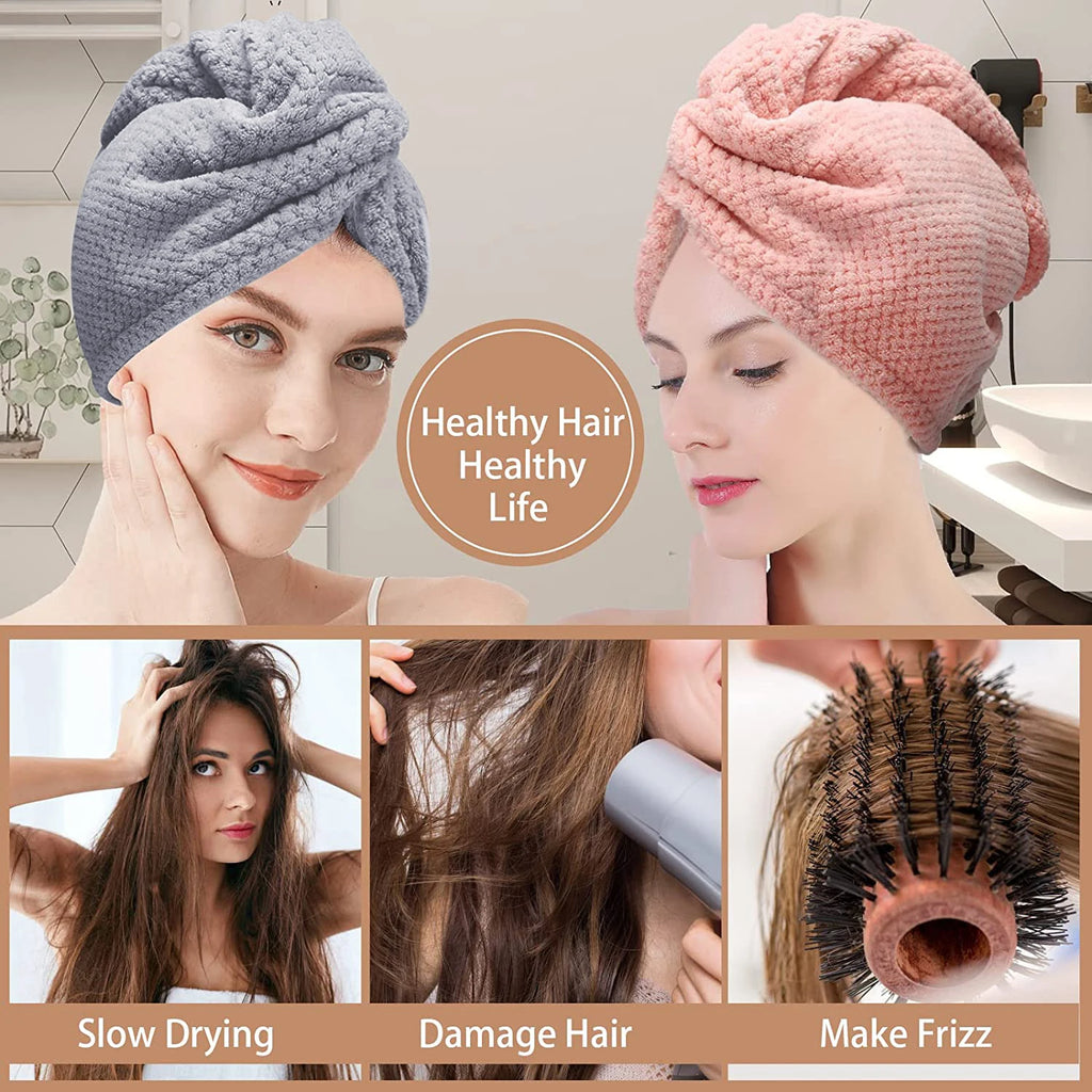 Solid Color Hair Towel Textured Dry Hair Cap 9.8 "X 25.5" Absorbent