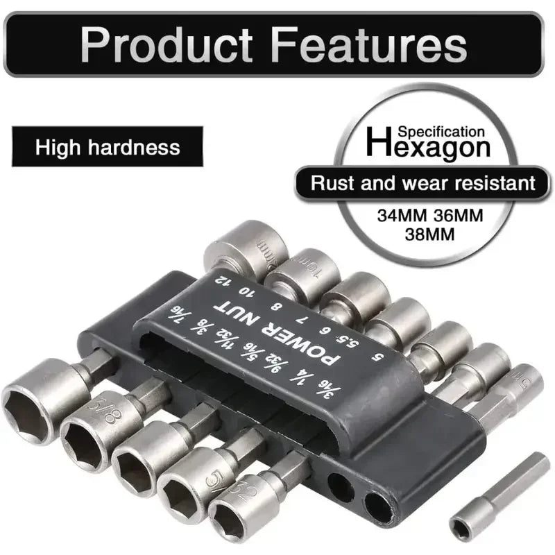 9/14pcs Power Nuts Driver Drill Bit Tools Set SAE and Metric Socket