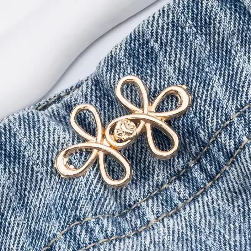 Clover Waist Button Fastener Adjustable Metal Jeans Buttons -