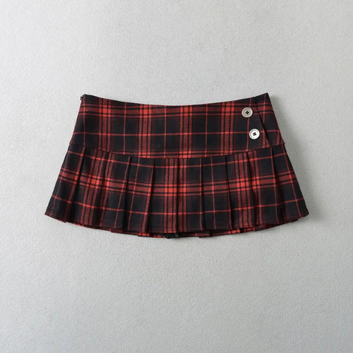 Summer Mini skirts for woman vintage korean fashion plaid skirts for