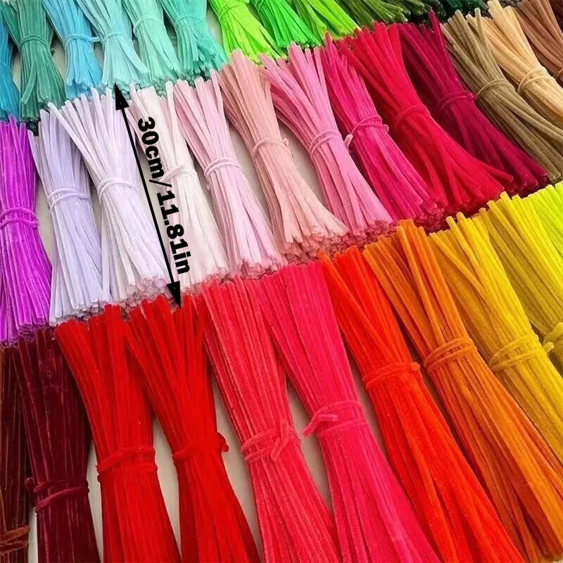 100pcs Colorful Chenille Stems Pipe Cleaners Plush Tinsel Stem Wired