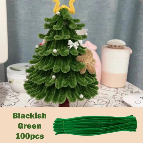 100pcs Colorful Chenille Stems Pipe Cleaners Plush Tinsel Stem Wired