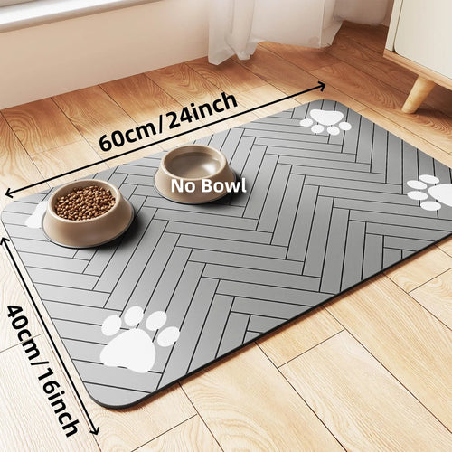 Pet Feeding Mat-Absorbent Pet Placemat for Food and Water Bowl, with