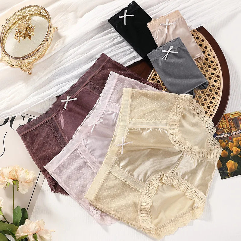 Mid Waist Sexy Lace Women's Panties Comfortable Thin Underwear Briefs