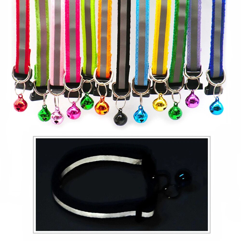 2Pcs/Pack 12 Colors Reflective Adjustable Cats And Small Dogs Collars