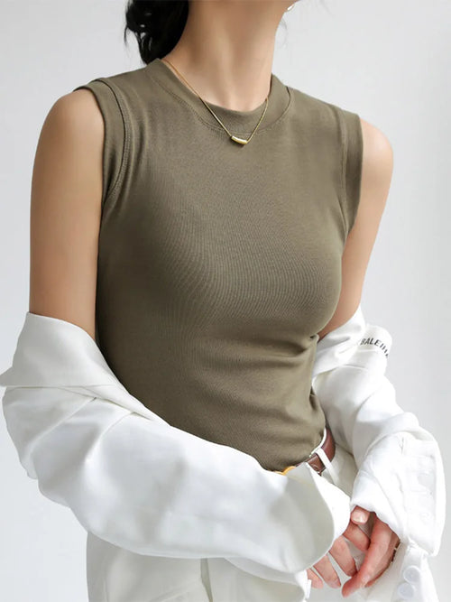 Camisole Vest for Women  Round Neck Colourful Basic Sleeveless