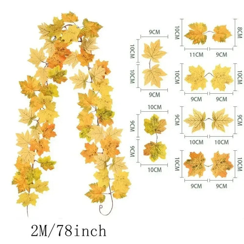 Artificial Maple Leaf Vines Silk Fall Foliage Garland for Home Wedding