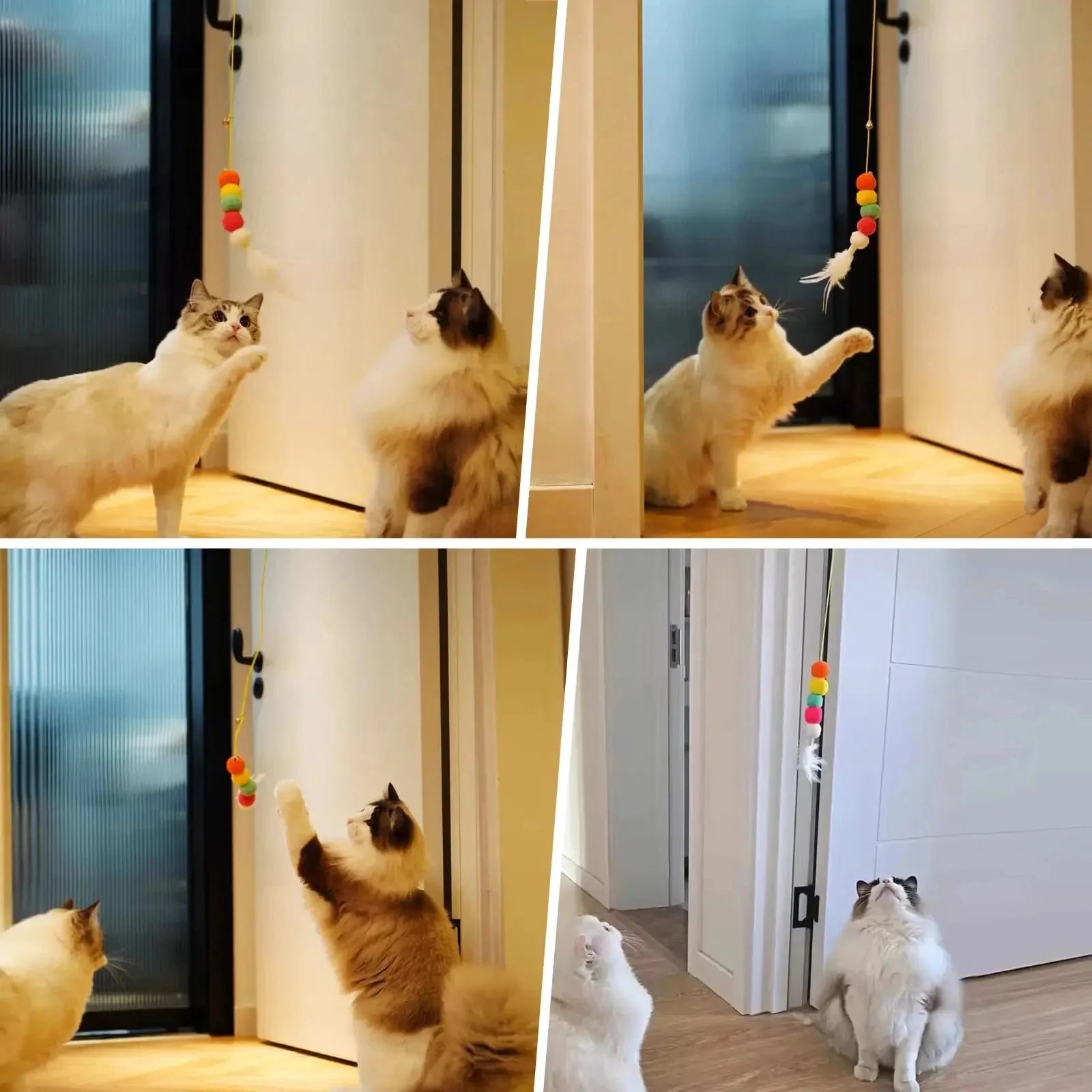 Feather Ball Caterpillar Cat Toy, Pet Self Hi Toy, Hanging Retractable