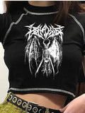 Women's T-shirt Harajuku crop Top Harajuku Retro Korean Black Demon
