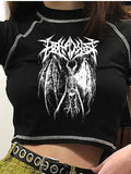 Women's T-shirt Harajuku crop Top Harajuku Retro Korean Black Demon