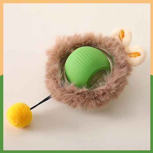 Smart Interactive Cat Toys Ball Fast Rolling in Pouch Hide and Seek