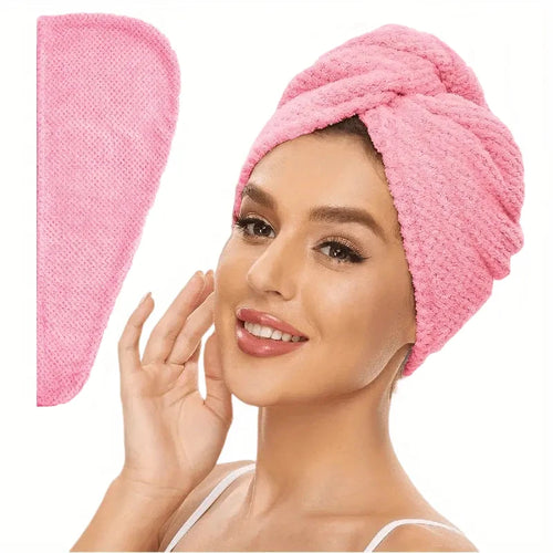 Solid Color Hair Towel Textured Dry Hair Cap 9.8 "X 25.5" Absorbent