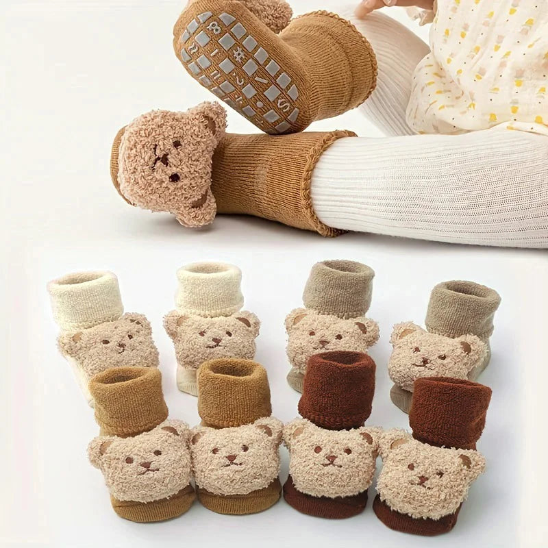 Baby Socks Cotton Thick Warm Cozy Cute Cartoon Bear Infant Girls Boys