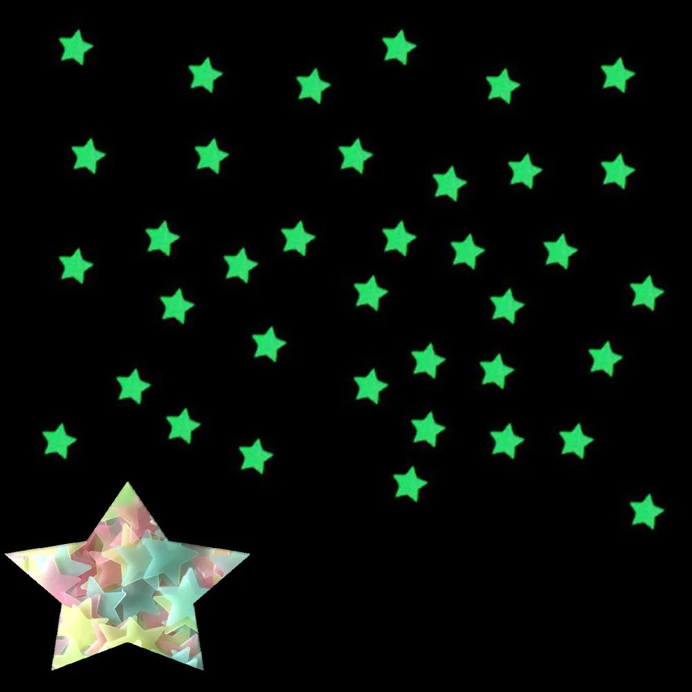 100pcs Fluorescent Glow in the Dark Stars Wall Stickers for Kids Rooms
