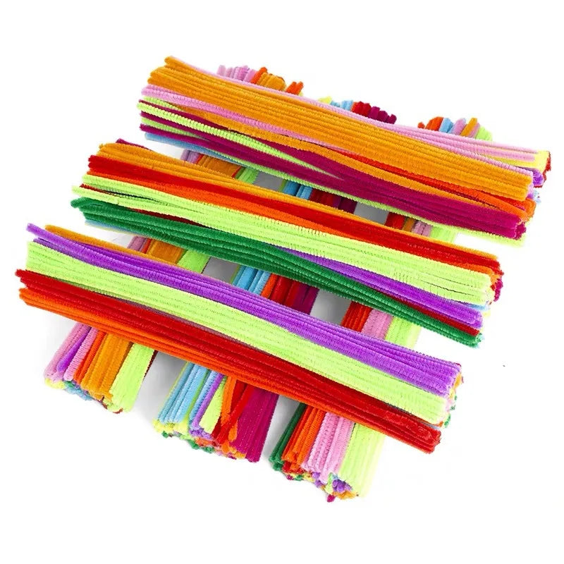 100PCS Colorful Chenille Stem Twisted Rod Wool Root Fluffy Bar Iron