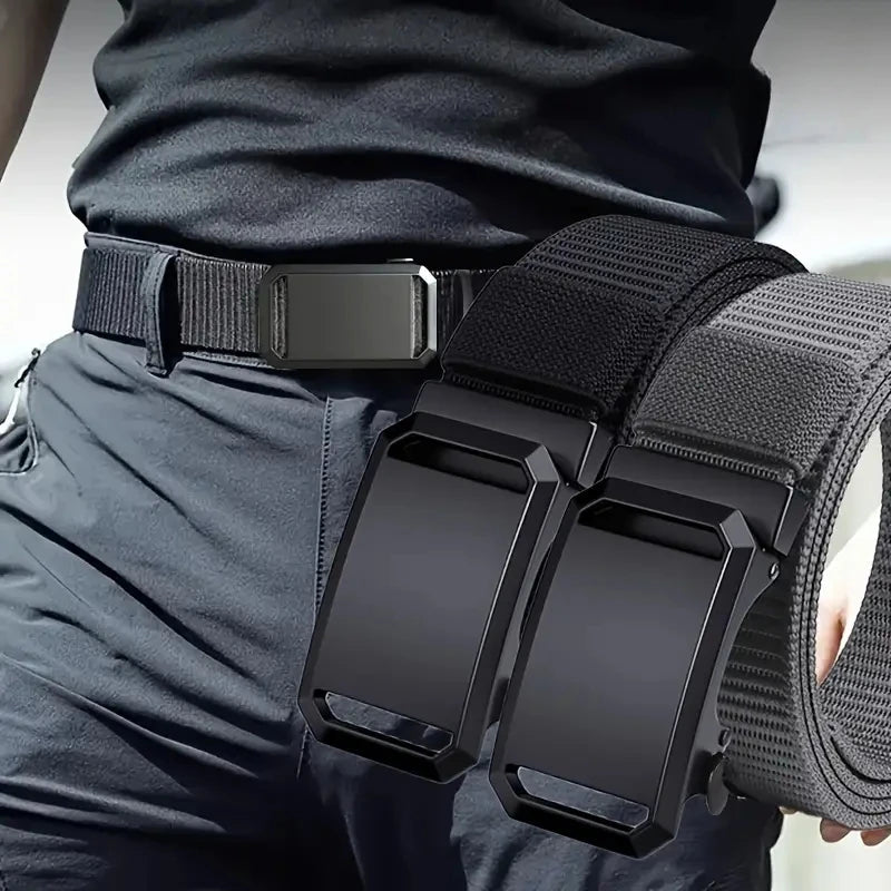 New Automatic Buckle Belt, Canvas Tactical Workwear Casual Outdoor