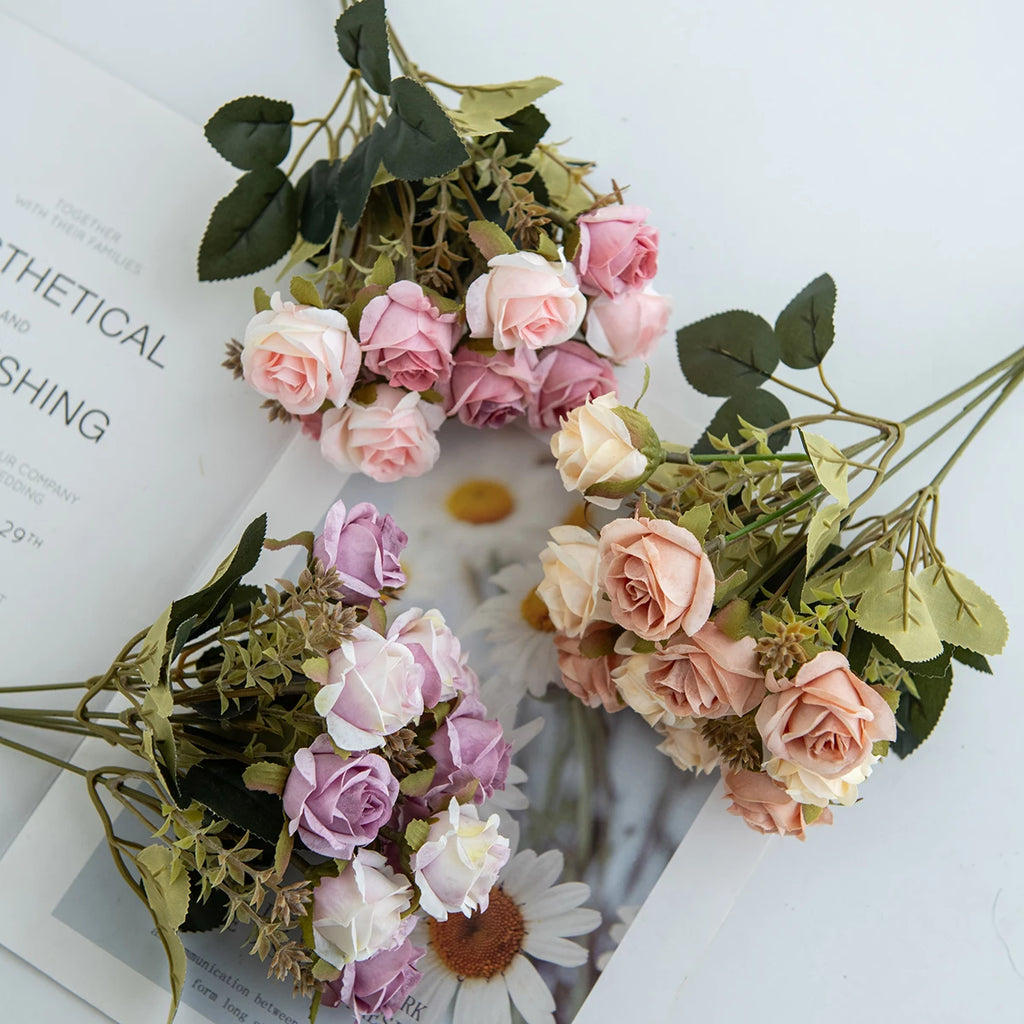 Silk Rose Artificial Flower Hotsale Wedding Bridal Bouquet Home