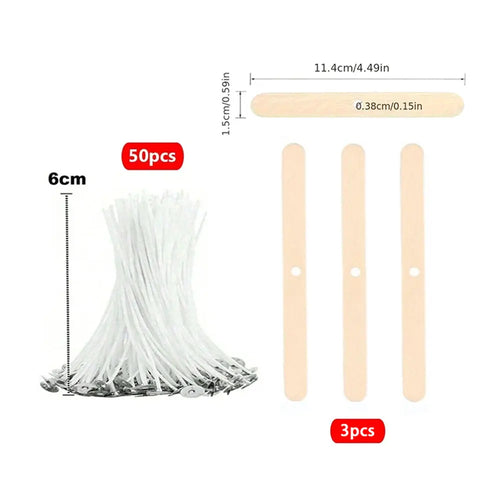 53pcs Candle Wicks Holder Waxed Cotton Candle Wicks Set with Stand