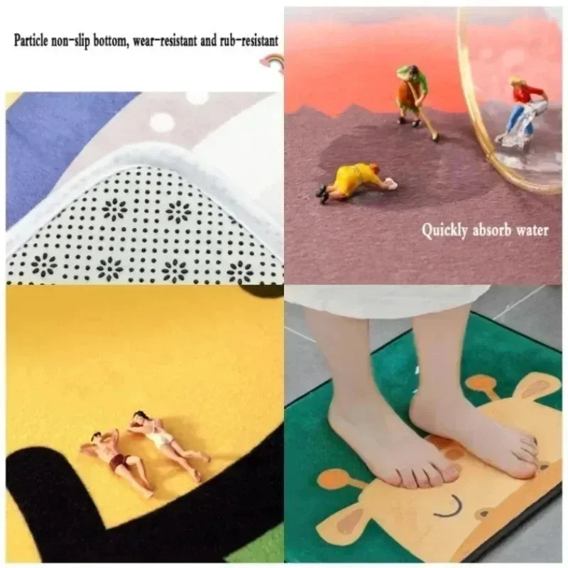 Merry Christmas Door Mat Printed Decoration Flannel Carpet Mat Door