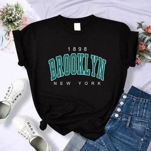 Vintage 1898 Brooklyn New York Womens T-Shirts Oversize American Short