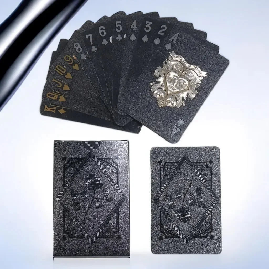 Black Rose Deck Poker Frosted Waterproof Plastic Playing Cards Texas