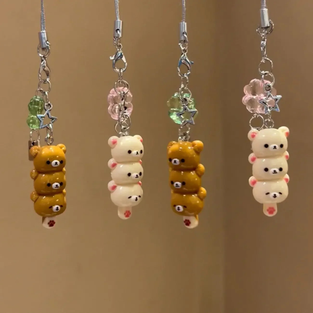 Cute Bear Phone Charms Pendant Kawaii Anime Keychain Accessories For
