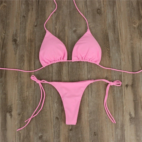 Women Thong Bikini Set Side Tie Sexy Swimsuit Bandage Style Swimwear