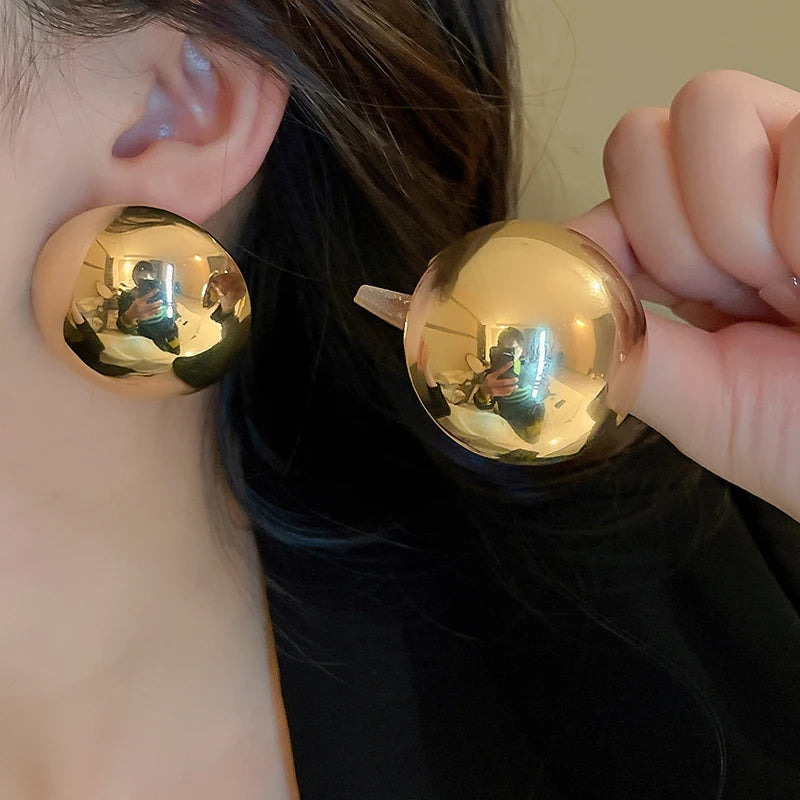 Smooth Semi-round Stud Earrings for Women Europe and America Simple