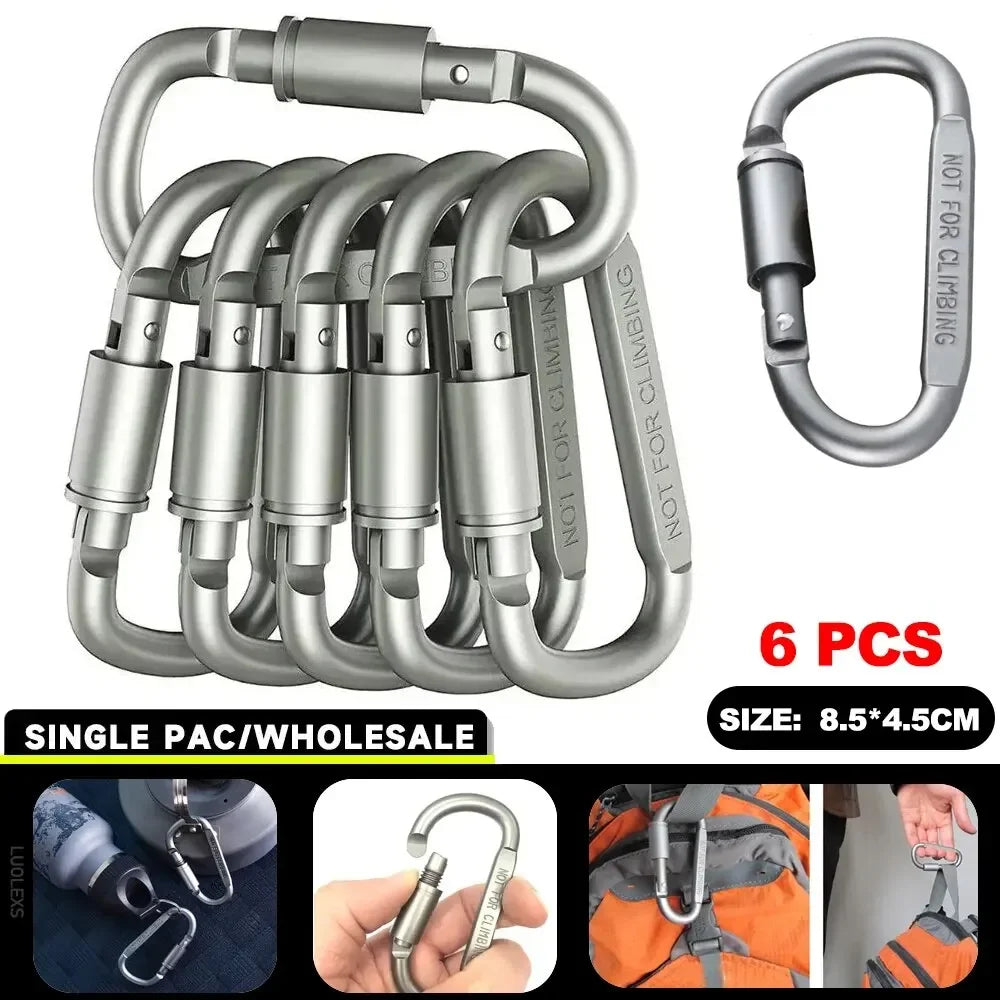 6pcs Carabiner Set For Key Camping Survival EDC Outdoor Keychain Clip