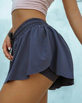 Women Summer Shorts Solid High Waist Casual Sport Pleated Skirt Pants