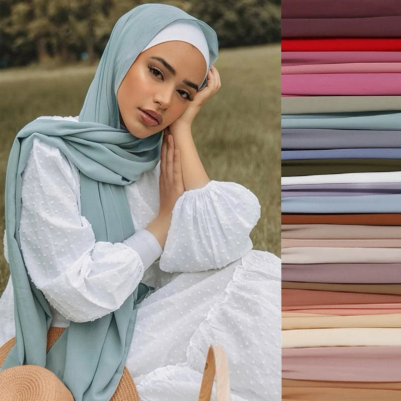 Women Muslim Chiffon Hijab Shawls Scarf Modal Cotton Jersey Hijabs