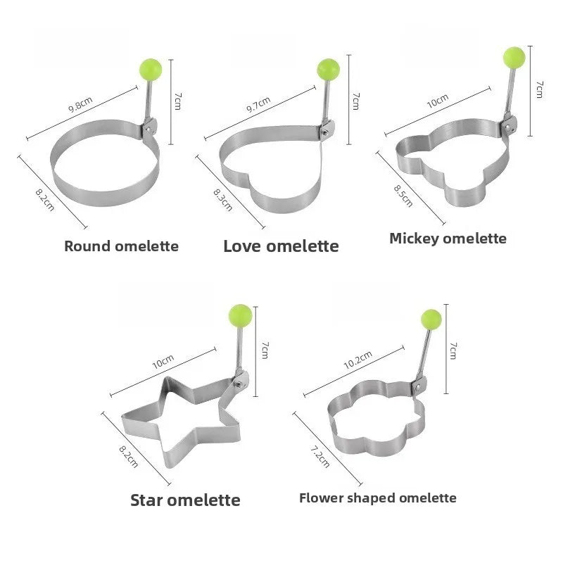 1/5PCS  Heart Fried Egg Mold Stainless Steel Egg Mould Maker Breakfast