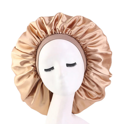 New Women Oversized Silky Hair Soft Elegant Bonnet Solid Color Satin
