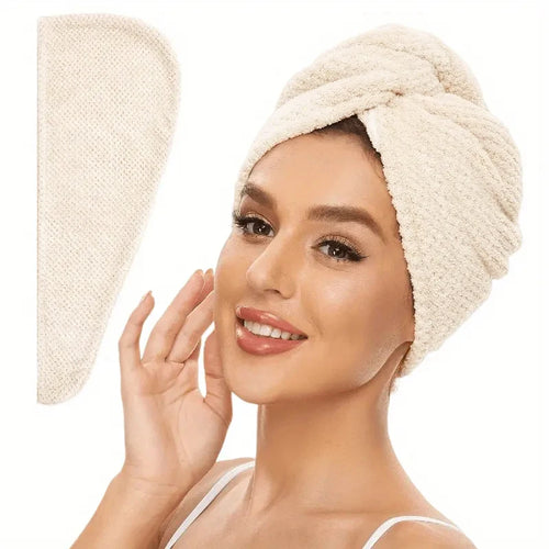 Solid Color Hair Towel Textured Dry Hair Cap 9.8 "X 25.5" Absorbent