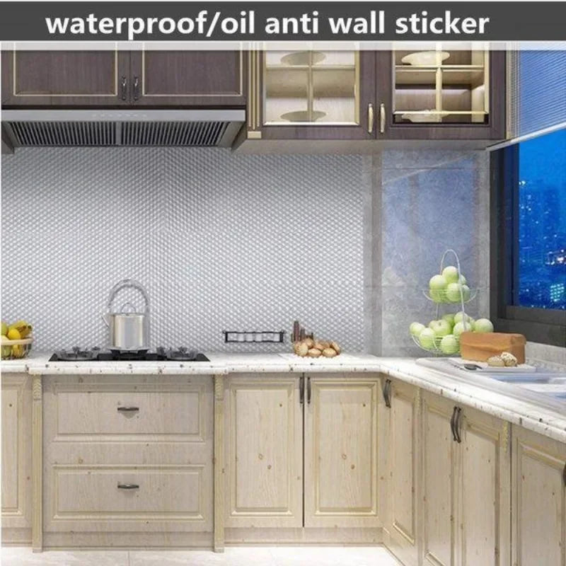 Kitchen Wallpaper Stickers Self Adhesive Aluminum Foil Oil Proof