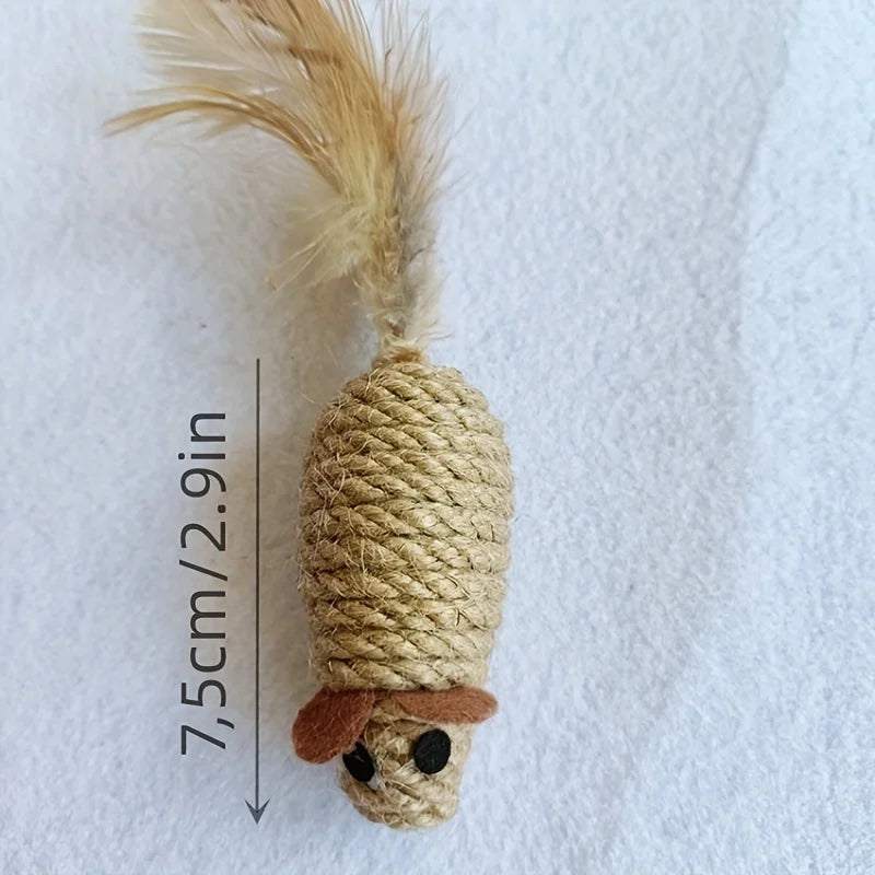 1/4pcs Sisal False Mouse Cat Toy Bite Resistance Stuffed Toy
