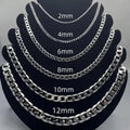 Men's 925 Sterling Silver Necklace 2/4/6/8/10/12MM 40-75cm Face Chain