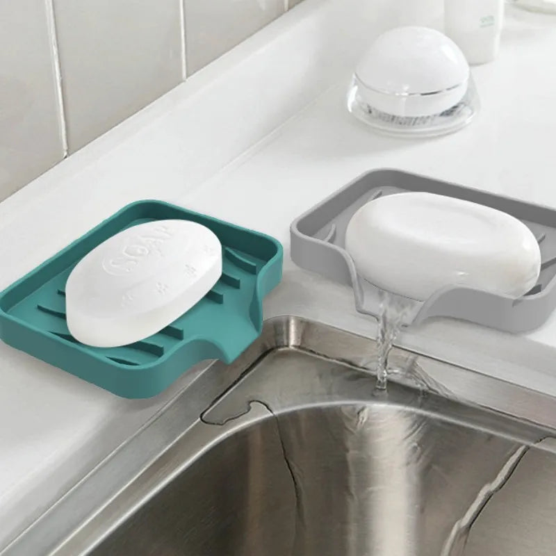 Silicone Soap Box Japanese Bathroom Draining Rack Hole-free Soap Box