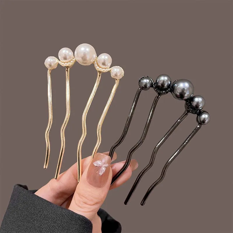 Korean U Shaped Pearl Hairpins Hair Clips for Women Elegant Style