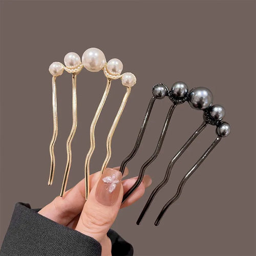 Korean U Shaped Pearl Hairpins Hair Clips for Women Elegant Style