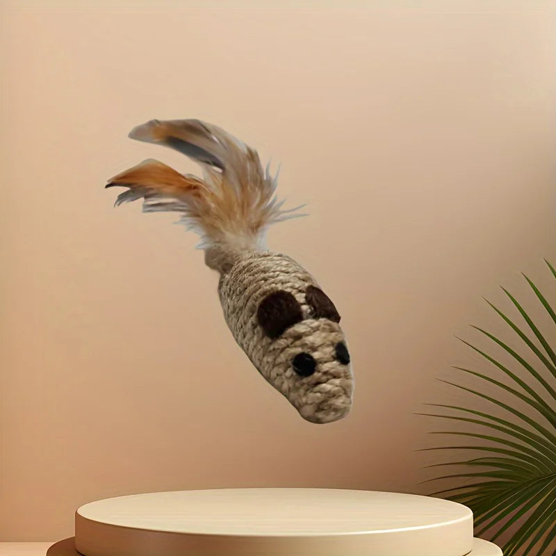 1/4pcs Sisal False Mouse Cat Toy Bite Resistance Stuffed Toy