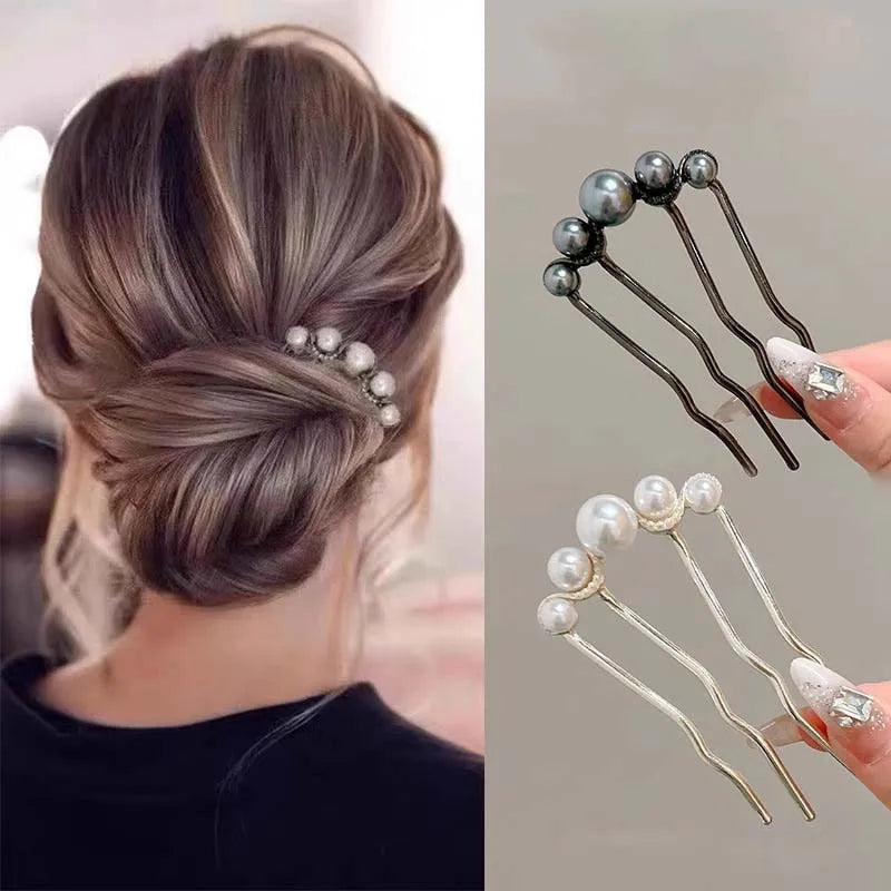 Korean U Shaped Pearl Hairpins Hair Clips for Women Elegant Style